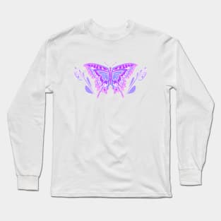 Stylized Pink And Mauve Pretty Butterfly Long Sleeve T-Shirt